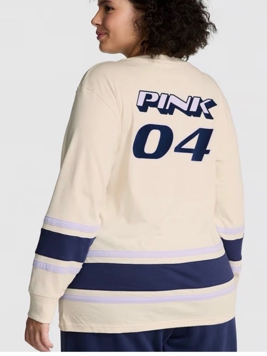 PINK Victoria's Secret Tops - VS PINK Campus Tee Extra Small Oversized Victoria’s Secret Cream Dog Logo MWT